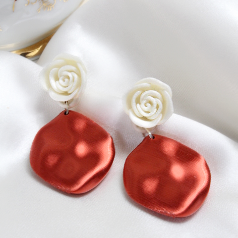 kerchief rose earring - Green
